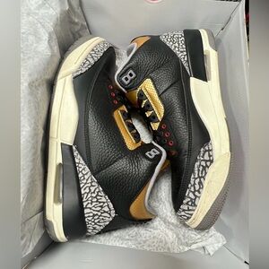 Jordan 3 Retro Black Cement Gold 10.5 woman 9m